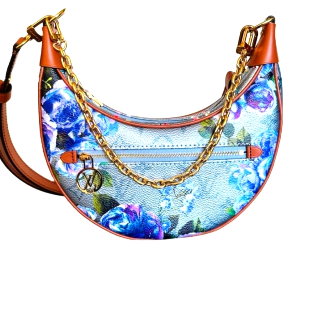 RARE NIB Louis Vuitton LV Garden Metallic Monogram LoopPM Bag Blue